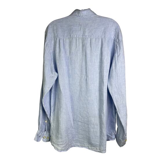 Orvis Button Down Shirt Mens Medium Baby BlueSummer Relaxed Linen Classic Fit - Picture 3 of 10